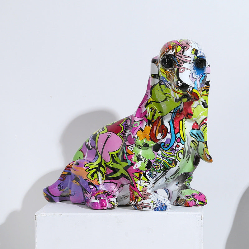 Colorful Resin Dog Sculpture - HOMYEA