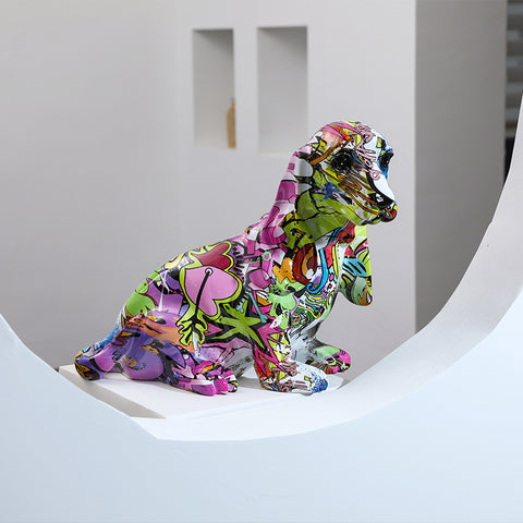 Colorful Resin Dog Sculpture - HOMYEA