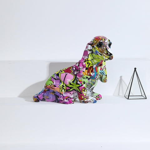 Colorful Resin Dog Sculpture - HOMYEA