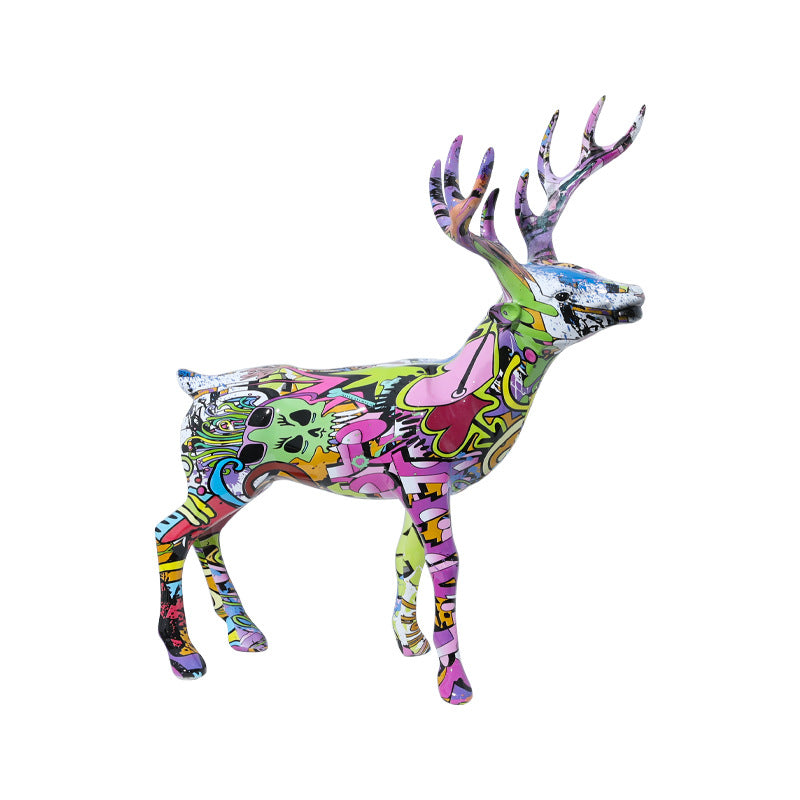 Colorful Resin Elk Statue - HOMYEA