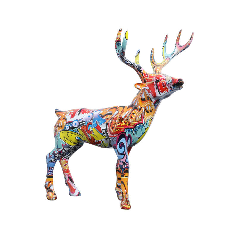 Colorful Resin Elk Statue - HOMYEA