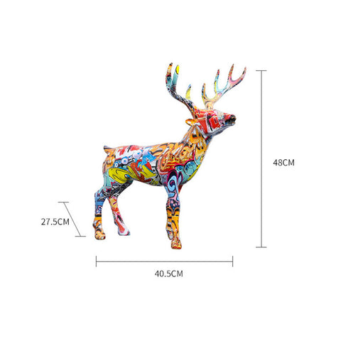 Colorful Resin Elk Statue - HOMYEA