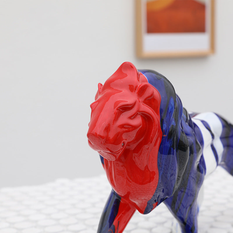 Colorful Resin Lion Statue - HOMYEA