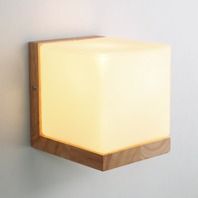 Wooden Cube Bedroom Sconces - HOMYEA