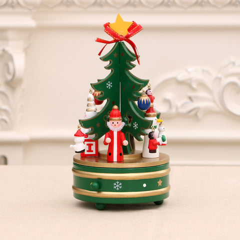 Christmas Tree Wooden Rotating Music Box - HOMYEA