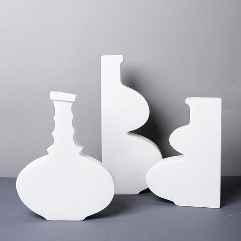 Ceramic White Vase - HOMYEA