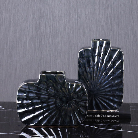 Modern Ceramic Creative Geometry Black Vases - HOMYEA