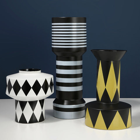 Simple Geometric Decal Ceramic Vases - HOMYEA