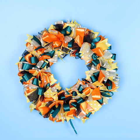 Christmas Handmade Ribbon Bow Wreath - HOMYEA