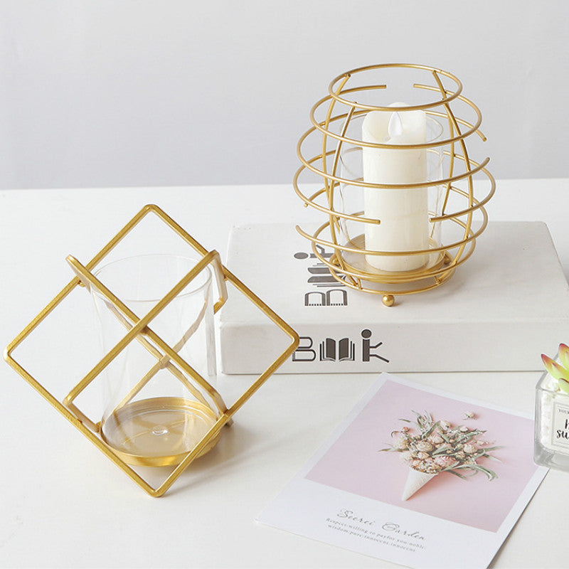 Geometric Metal Candle Holder - HOMYEA