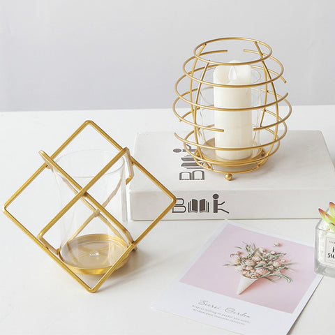 Geometric Metal Candle Holder - HOMYEA