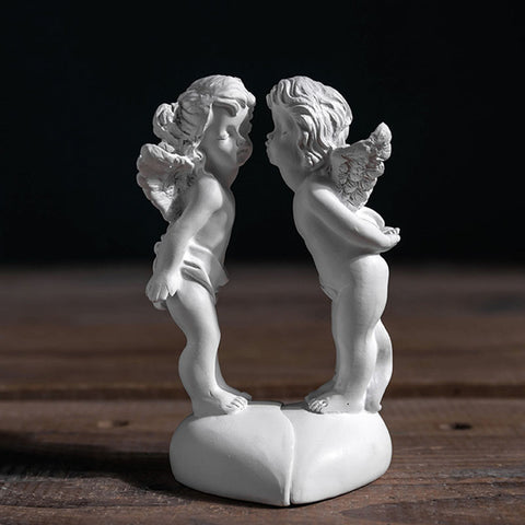 White Angel Couple Small Sculpture - HOMYEA