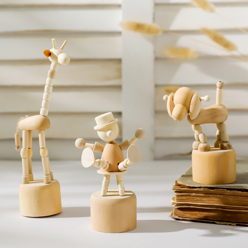 Cartoon Wooden Beige Small Crafts - HOMYEA