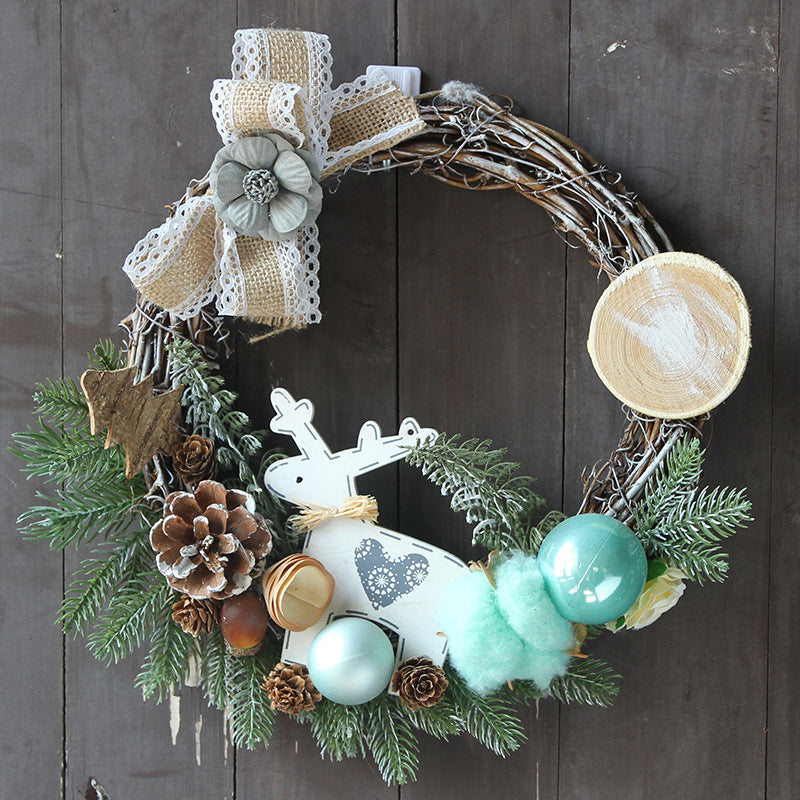 Christmas Hand Made Rattan Wreath - HOMYEA