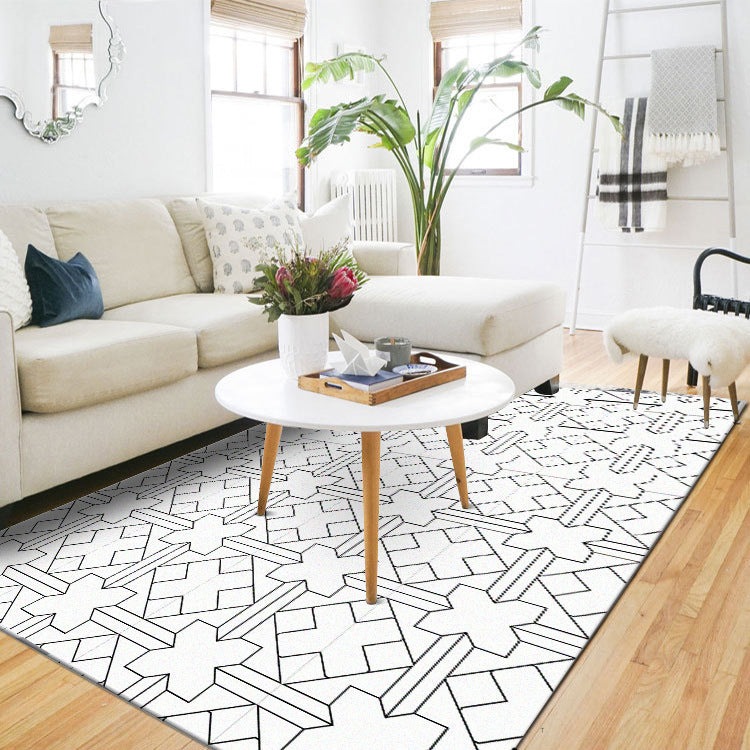 Black And White Abstract Rectangular Rugs - HOMYEA