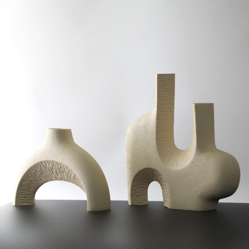 Beige Resin Vases - HOMYEA