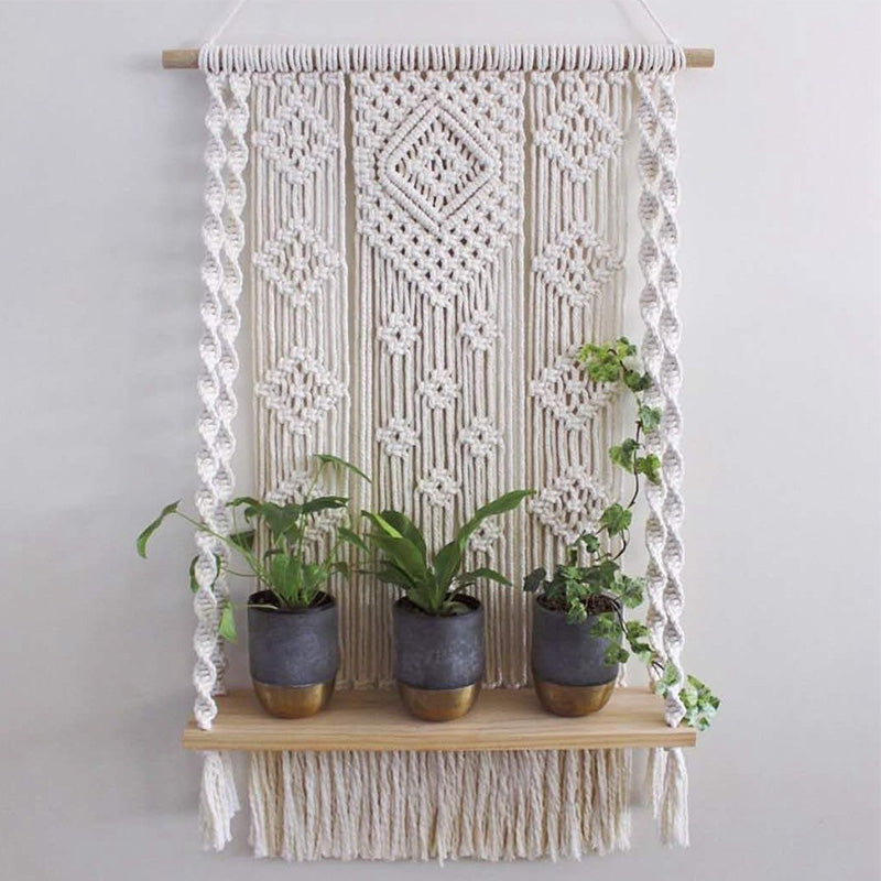 Hand Woven Tapestry with Shelf - HOMYEA