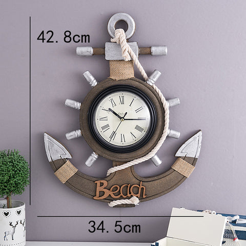 Wooden Ship Anchor Clock - HOMYEA