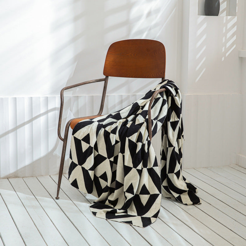 Geometric Cotton Blanket - HOMYEA