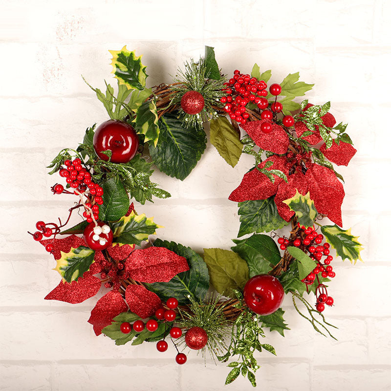 Christmas Red Rattan Wreath - HOMYEA