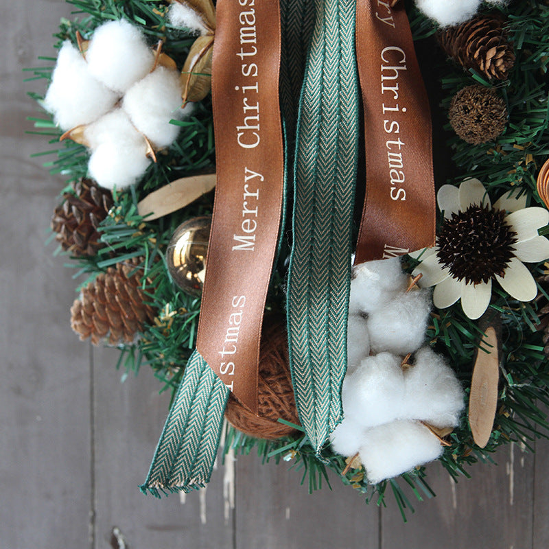 Cotton Pinecone Rattan Woven Christmas Garland - HOMYEA