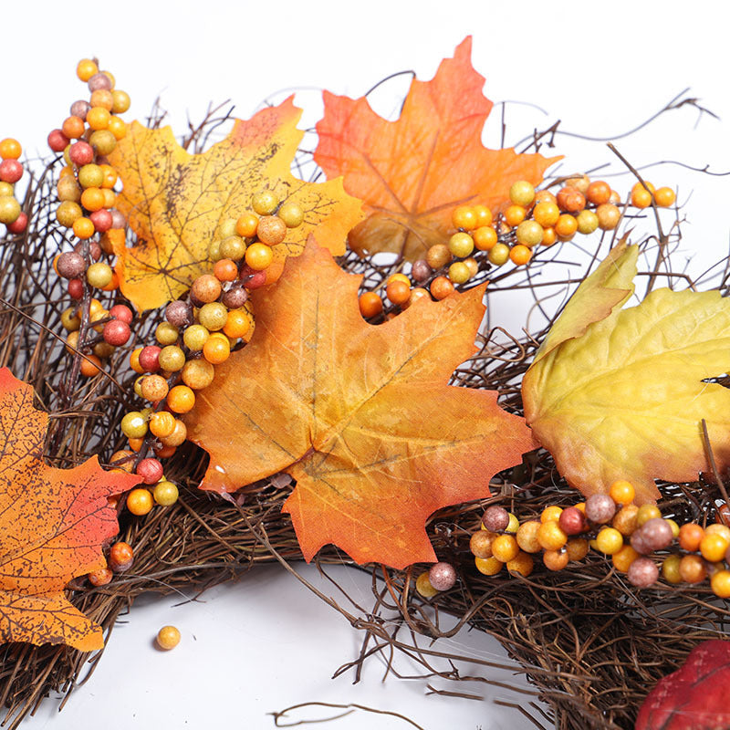 Christmas Rattan Maple Leaf Wreath - HOMYEA