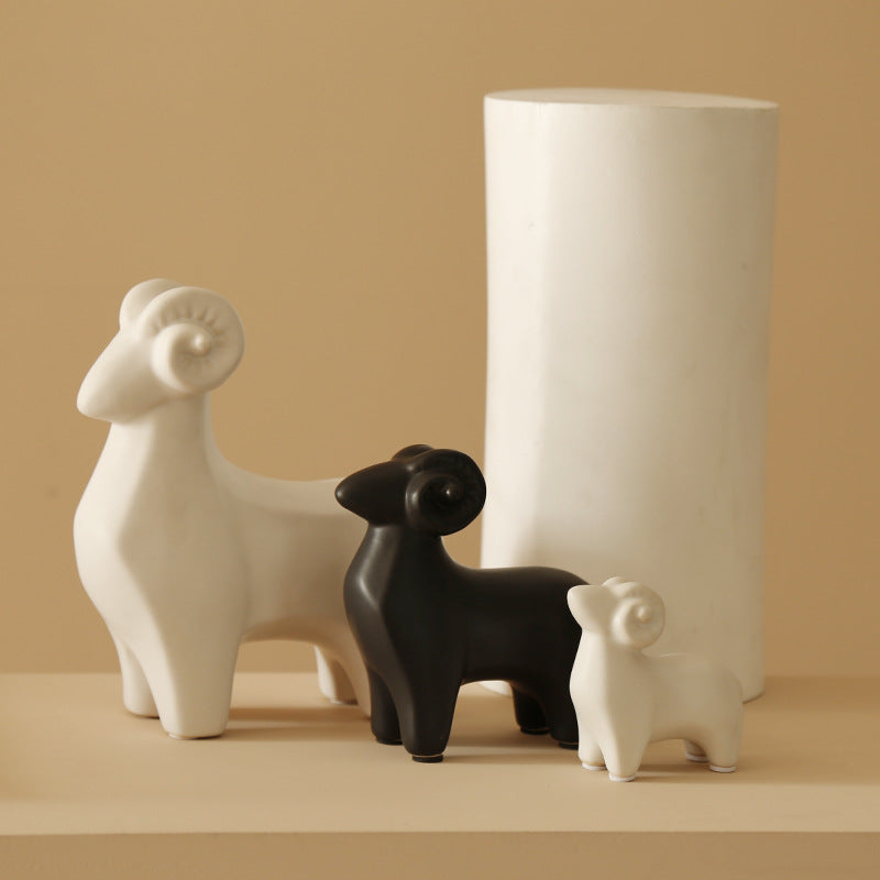 Ceramic Lamb Sculpture - HOMYEA