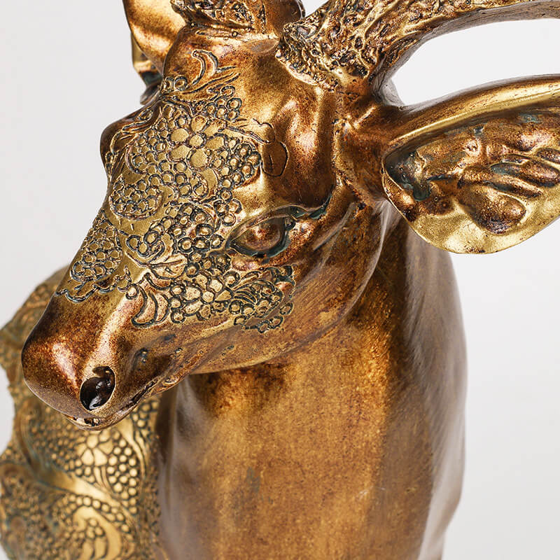 Golden Deer Head Sculpture Candle Holders - HOMYEA