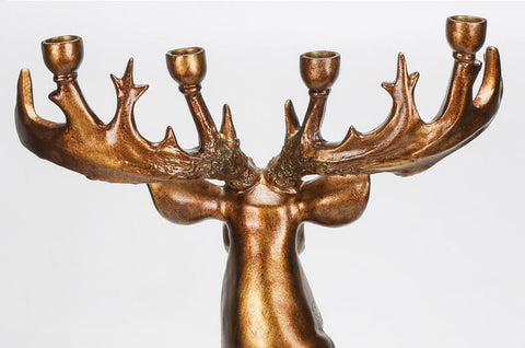 Golden Deer Head Sculpture Candle Holders - HOMYEA