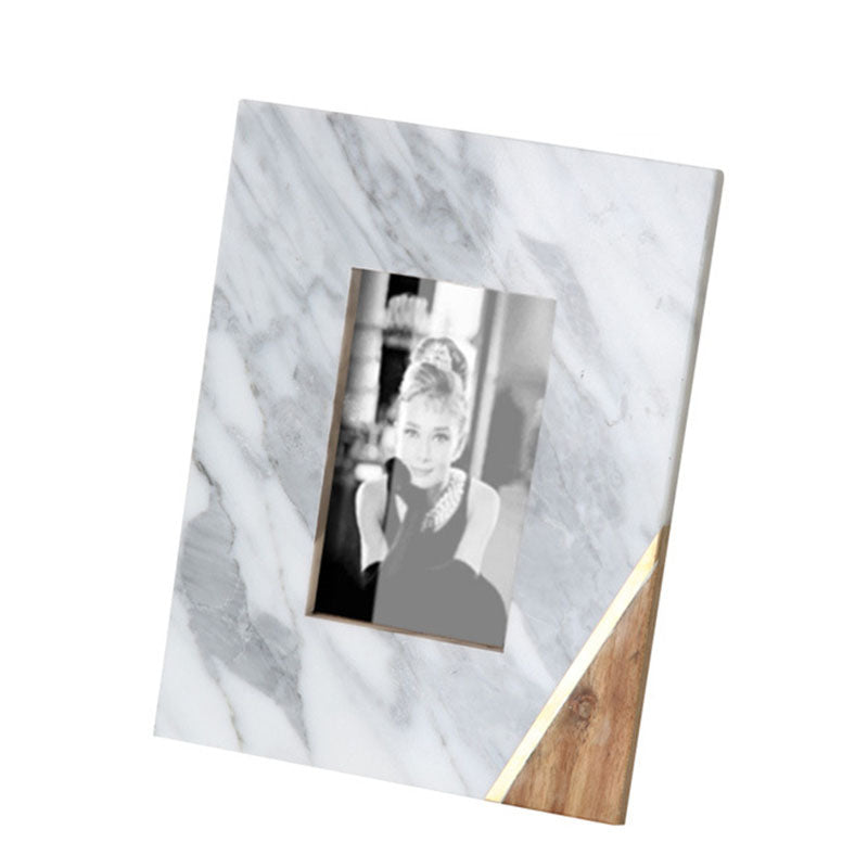 Modern Minimalist Brass Natural Marble Photo Frame - HOMYEA