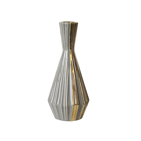 Simple Ceramic Gray Gold Geometric Vases - HOMYEA