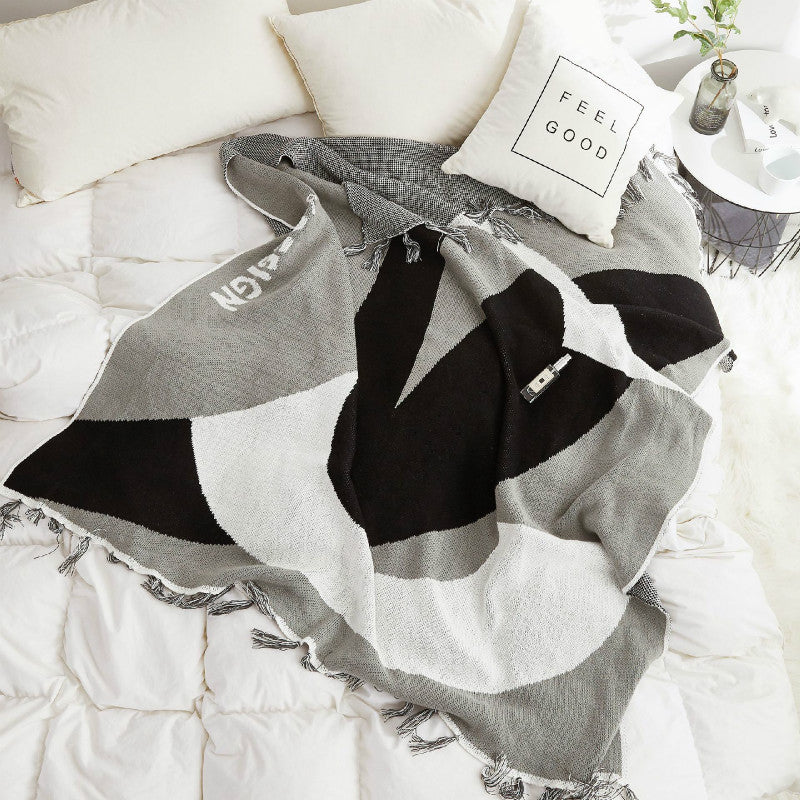 Fringed Cotton Blankets - HOMYEA