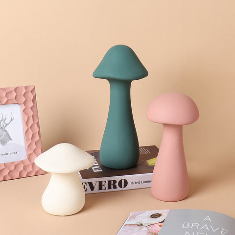 Morandi Ceramic Mushroom Ornaments - HOMYEA