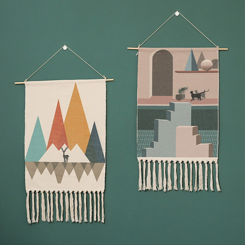 Printed Fringed Tapestries - HOMYEA