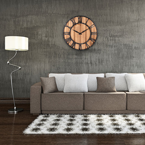 Round Vintage Fir Wall Clock - HOMYEA