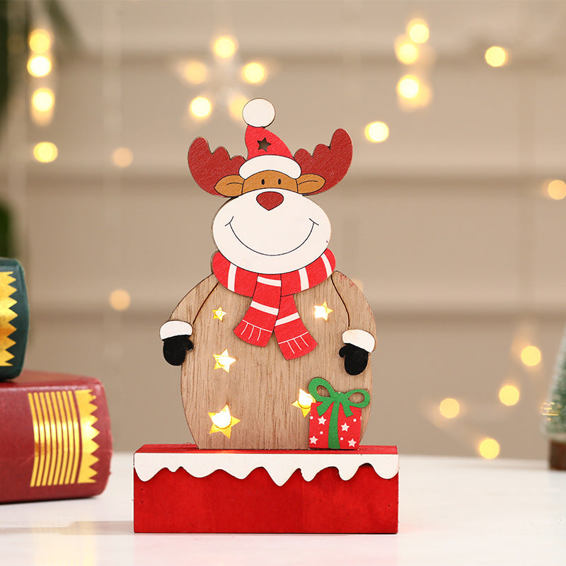 Glowing Painted Wooden Santa Claus - HOMYEA