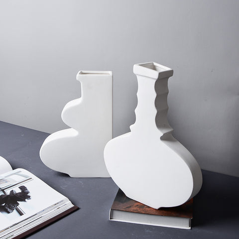 Ceramic White Vase - HOMYEA