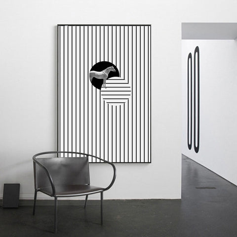 Black White Lines Wall Art - HOMYEA