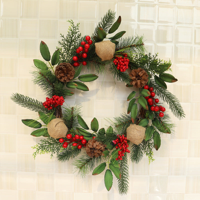 Christmas Hemp Pine Fruit Wreath - HOMYEA