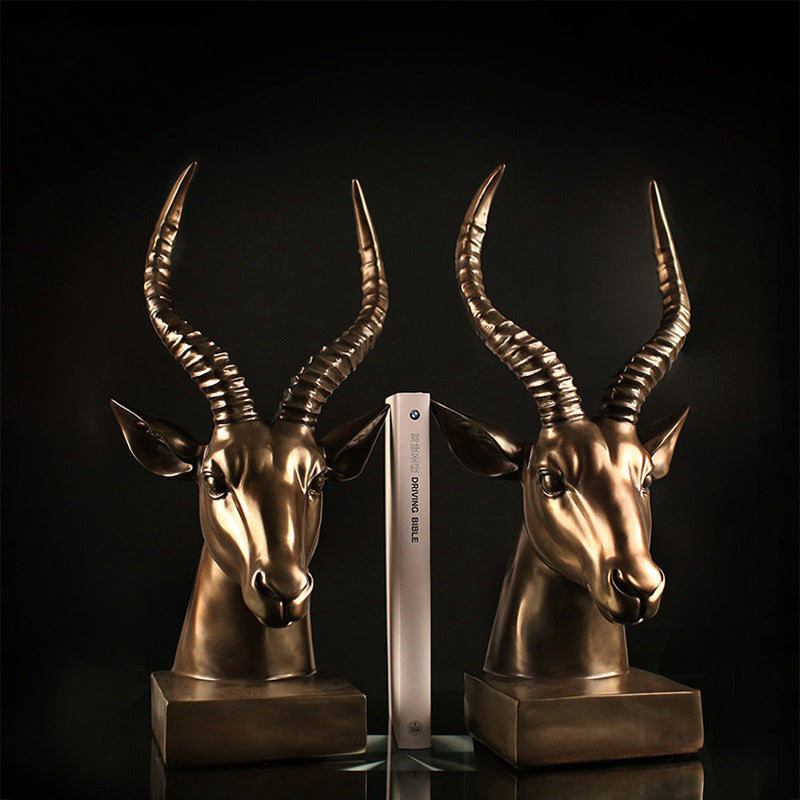 Deer Head Sculpture Bookends - HOMYEA