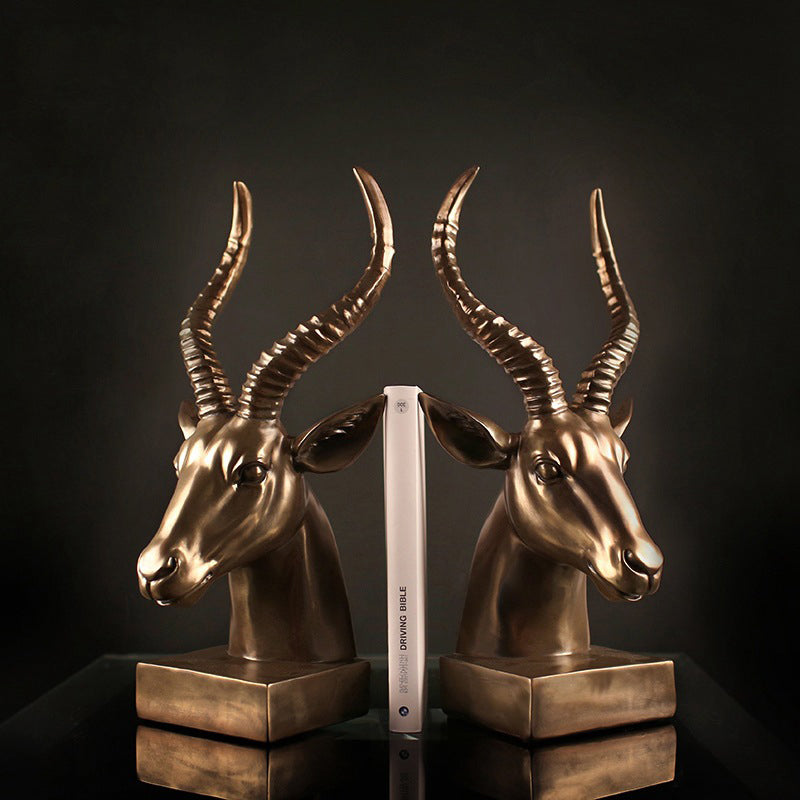 Deer Head Sculpture Bookends - HOMYEA