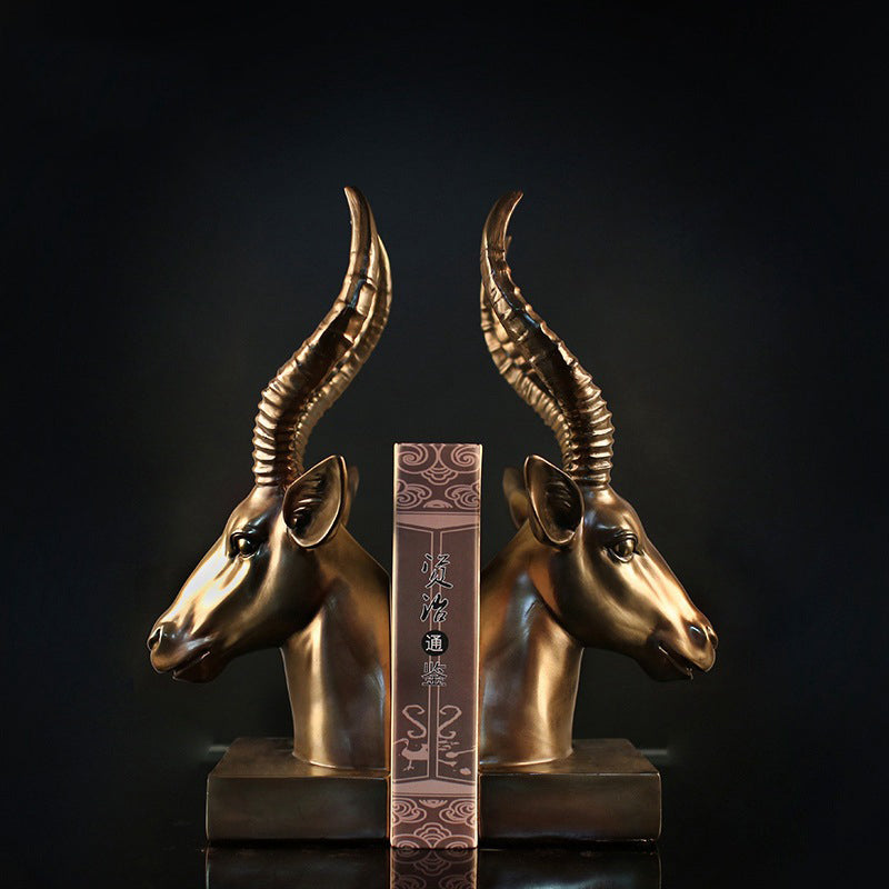 Deer Head Sculpture Bookends - HOMYEA