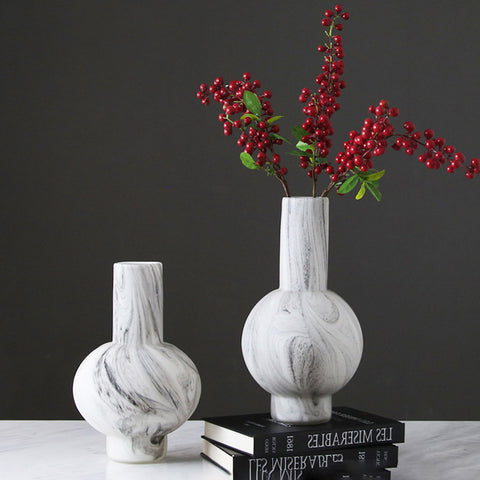 Minimalist Handmade Glass Ball Marble Pattern Vases - HOMYEA