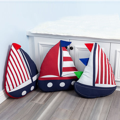 Printed Cute Sailboat Pillow - HOMYEA