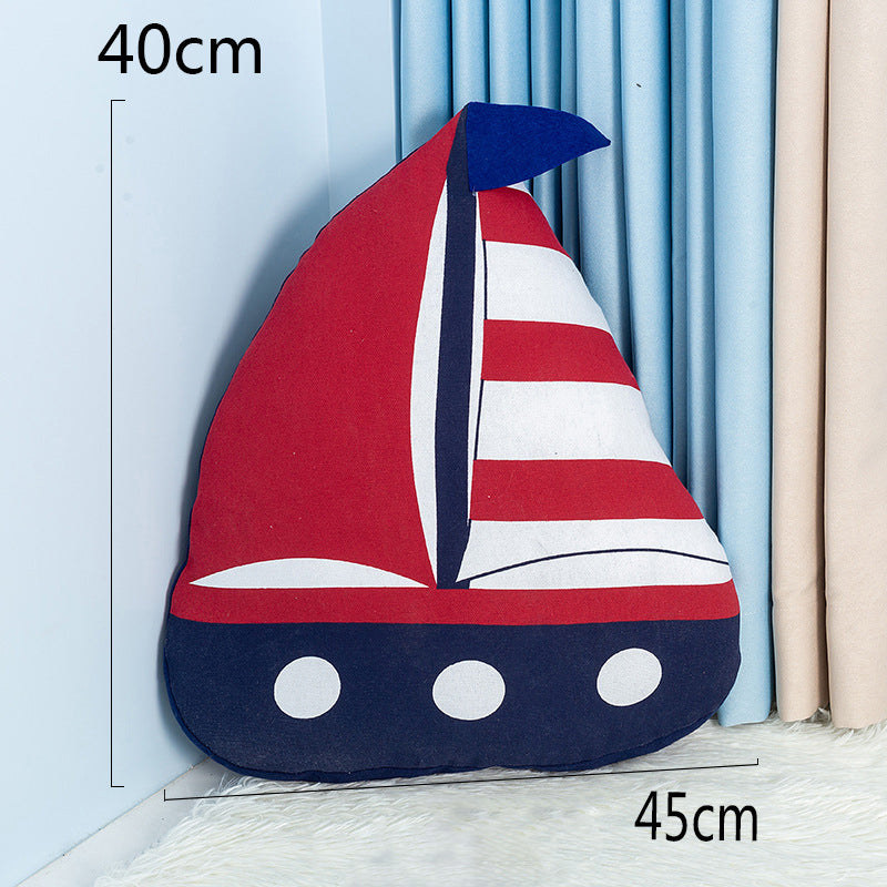 Printed Cute Sailboat Pillow - HOMYEA