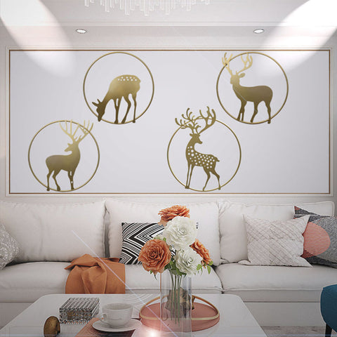 Metal Deer Wall Hanging Decor-Set of 4 - HOMYEA