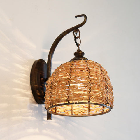 American Country Hand Rattan Sconces - HOMYEA