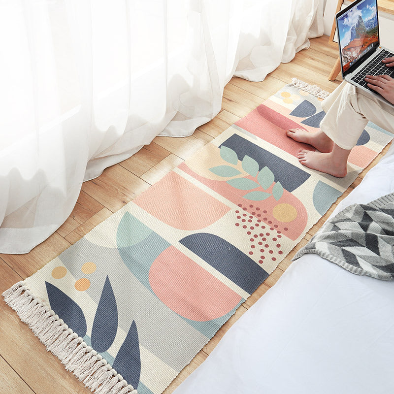 Multicolor Cotton Rectangular Rugs - HOMYEA