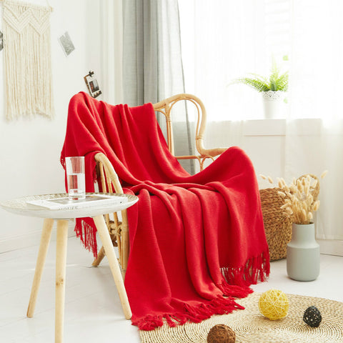 Fringe Lace Knitting Blanket - HOMYEA