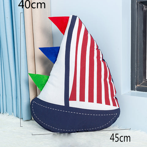 Printed Cute Sailboat Pillow - HOMYEA